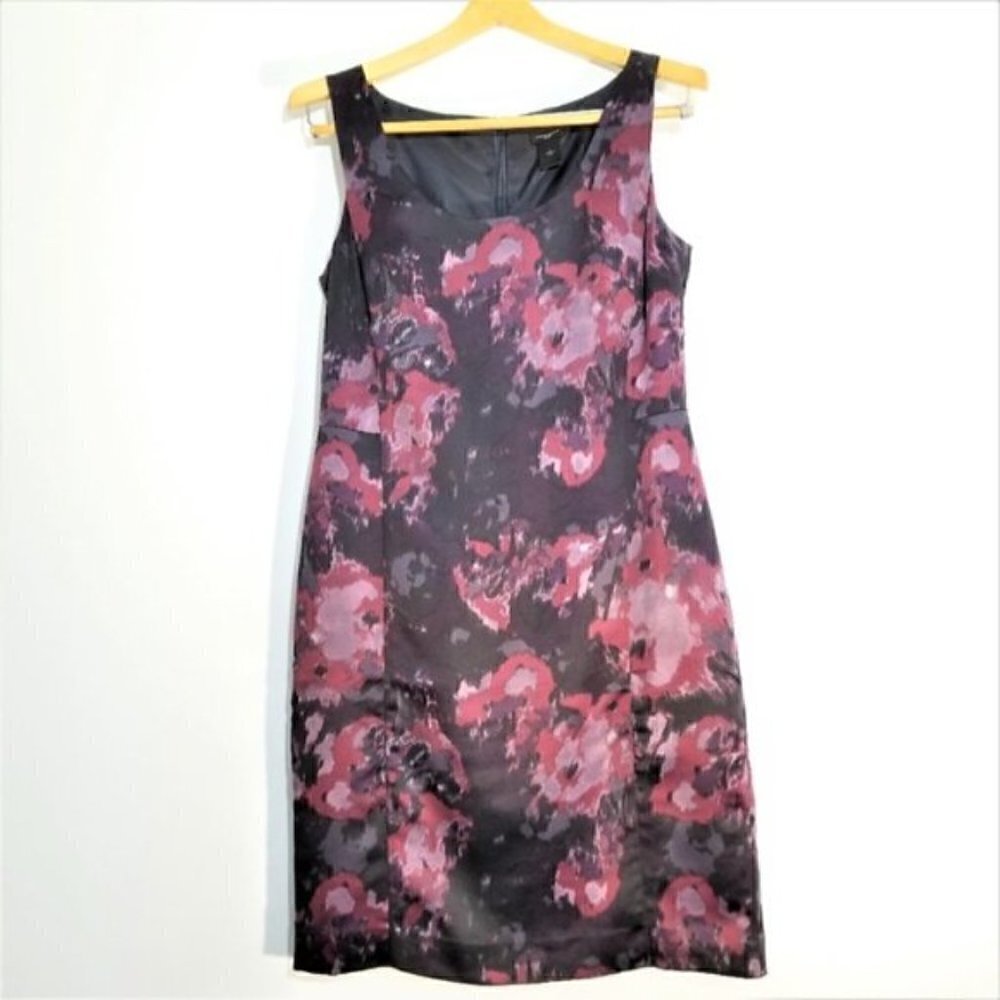 Ann Taylor Purple Black Floral Cocktail Dress